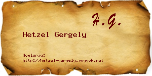 Hetzel Gergely névjegykártya